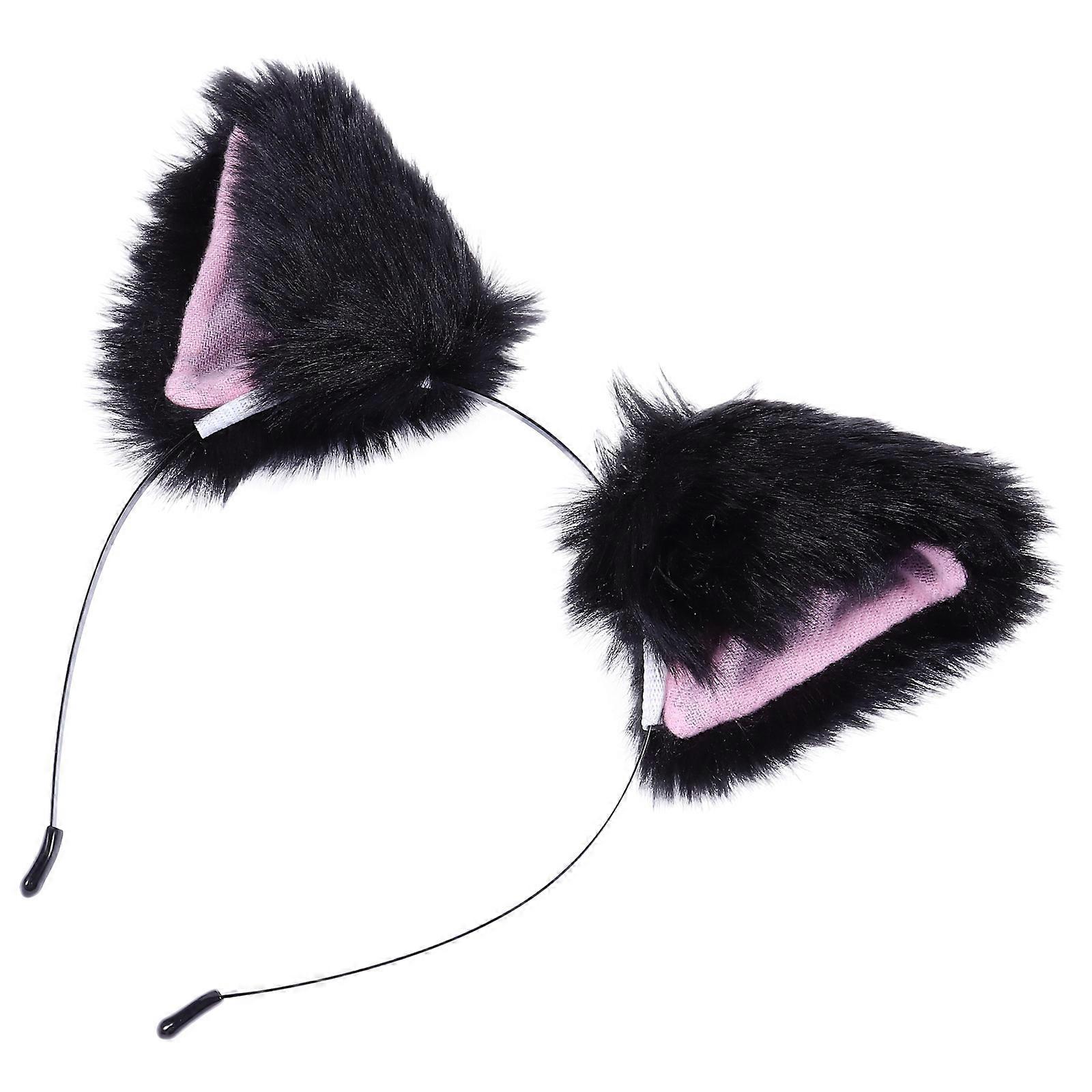 Adorable Plush Black Headband with Creative Ear Design for Decoration Use One Size Fits All