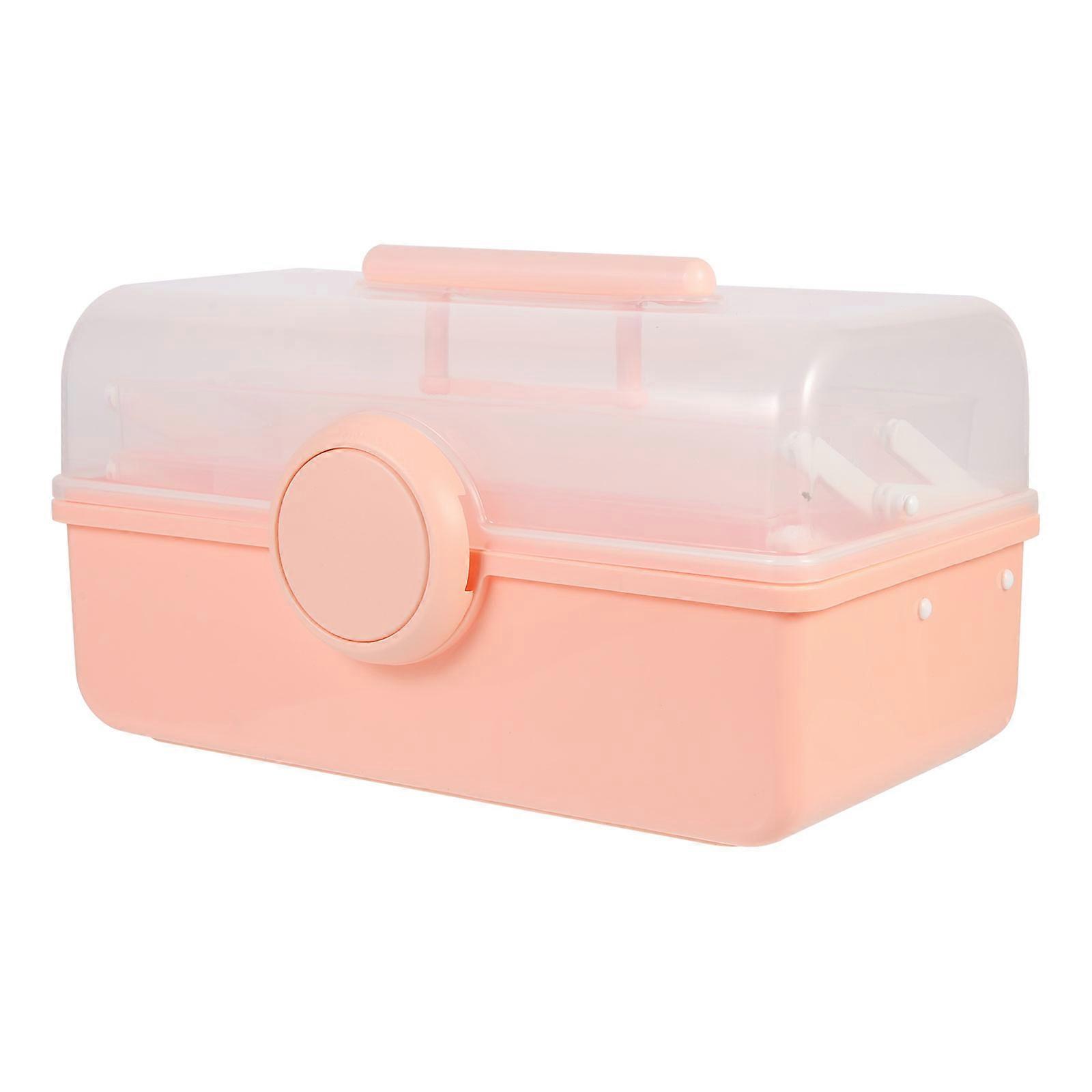 Medicine Carrying Case Designed For Home Office Use In Pink Convenient Multilayer Style With Handle For 1Pcs