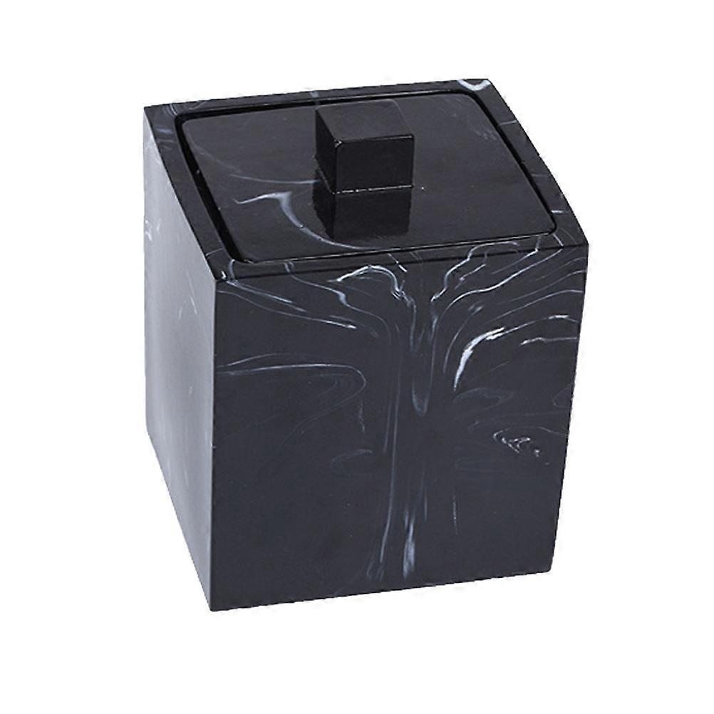 Black Cotton Swabs Holder with Lid for Storing Swabs and Small Accessories 4.5 Inches