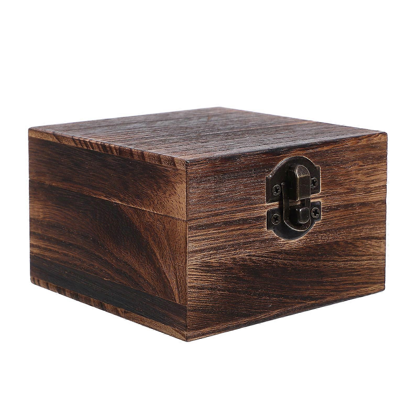 Coffee Wooden Jewelry Box for Storage Use Sturdy Lightweight Protective with Front Clasp 7x4.5x3