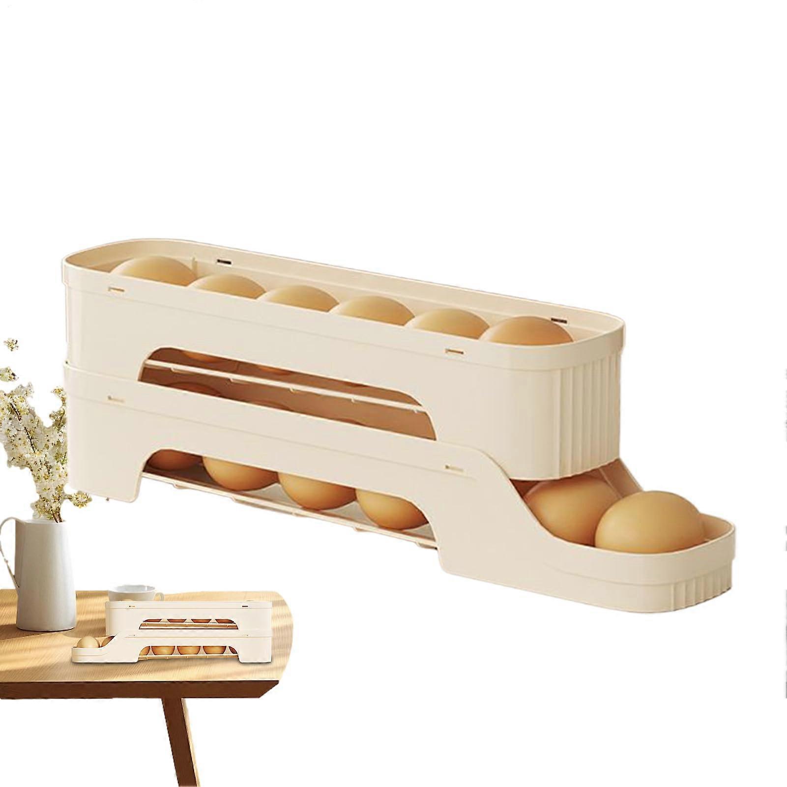 Egg Holder For Refrigerator, Refrigerator Egg Organizer, Ventilated Automatic Egg Storage, Compact Design