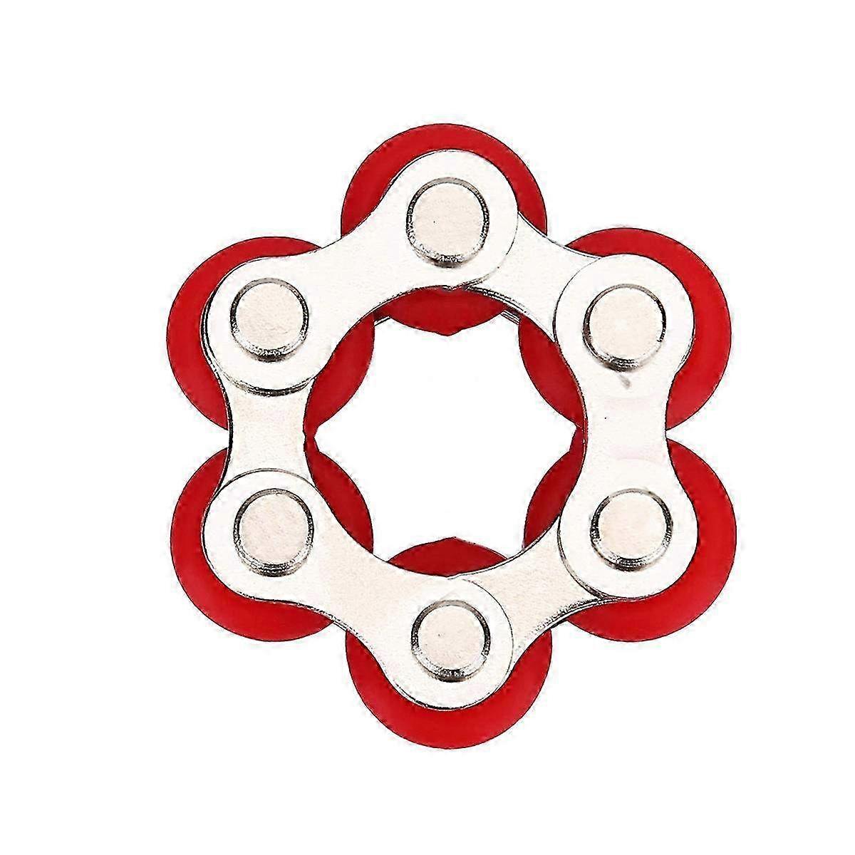 New Roller Chain Toy Stress Reducer for ADD, ADHD, Anxiety & Autism - Sensory Fidget Stress Relief Toy in Red