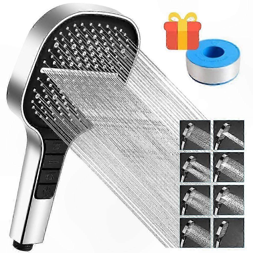 8-Mode Eco-Friendly Shower Head with Universal Fit and Water-Saving Design