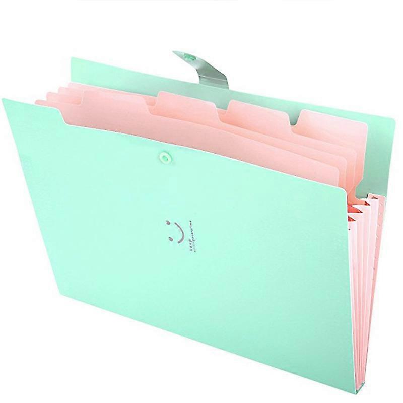 Candy Color Cute Expansion Folder, 5 Tabbed Pocket Folder Organizer, Alphabet Portable Folder School (Teal)