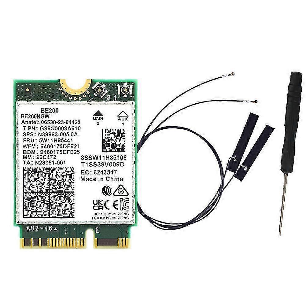 WIFI 7 BE200 BE200NGW Κάρτα WiFi + Κεραία BT 5.4 802.11AX Tri-Band M.2 NGFF Προσαρμογέας ασύρματου δικτύου f