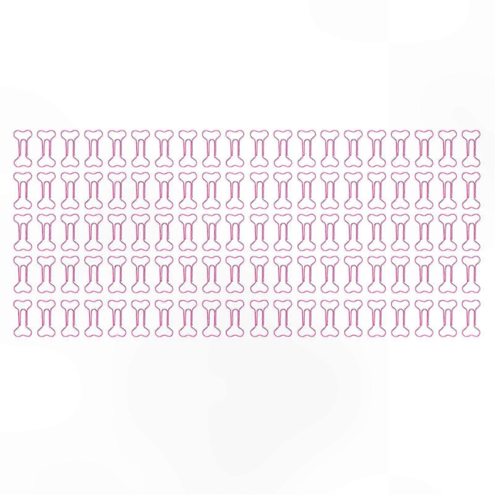 100 Pack Pink Bone-Shaped Paper Clips for File Organization