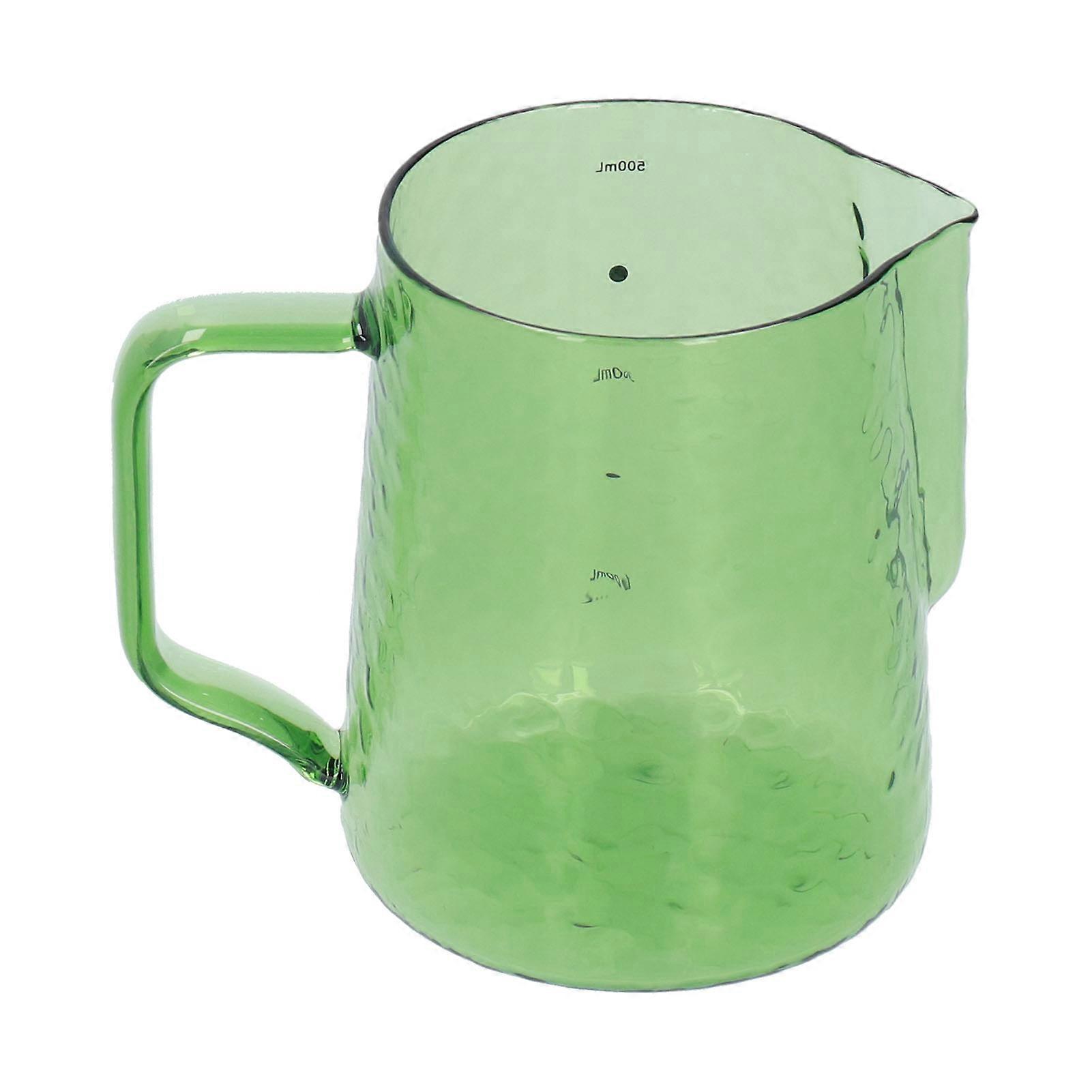 500ml Milk Frothing Pitcher, Multi-Purpose Borosilicate Glass Pitcher for Coffee, Milk, Beverages, Green