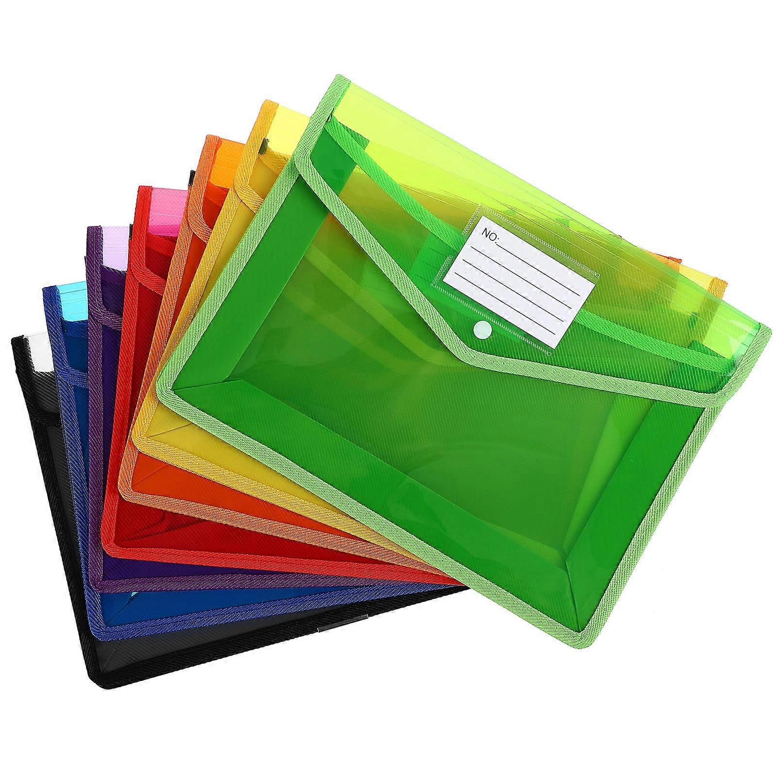 Plastic File Folder Plastic Document Envelopes Storage Bags Office School Pp Material File Organization 7Pcs