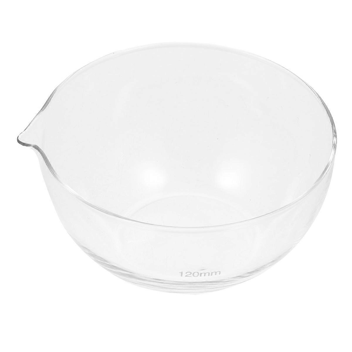 Glass Mixing Bowl with Spout Laboratory Use Transparent Glass for Pouring 1Pcs