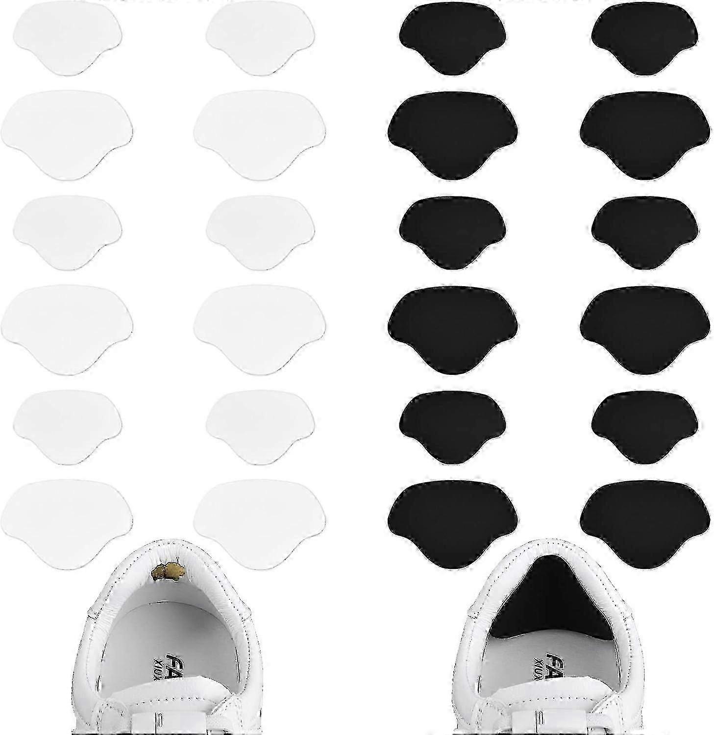Self-Adhesive Heel Repair Patches for Shoes, 12 Pairs in Black & White, Large & Small Sizes