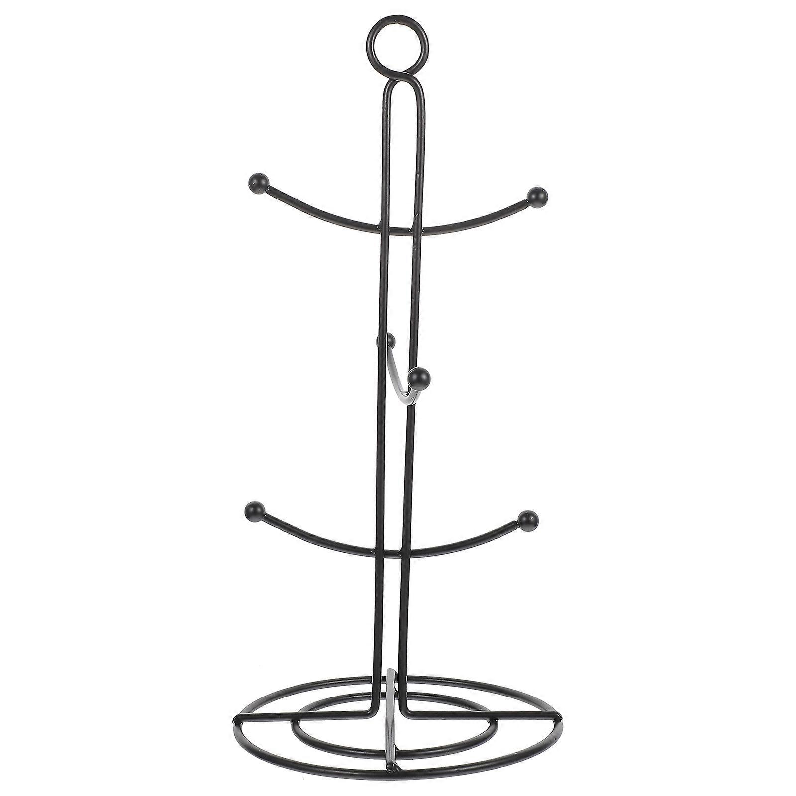 Coffee Mug Tree Stand Kitchen Utensil Rack Black Metal Hanging Organizing Cups Saving Space 2Pcs