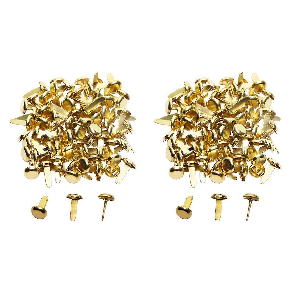 2pcs 1/2 Inch Brass Paper Fasteners, Mini Paper Fasteners for Handicraft Projects, 8 x 14 mm (Gold)