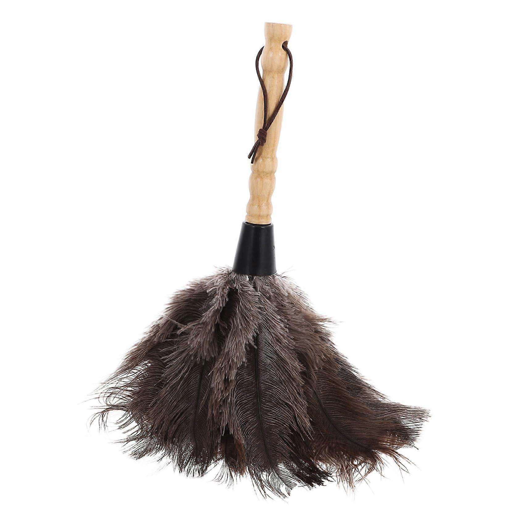 Plume Material Duster Long Handle for Easy Cleaning Car Blinds Furniture Handheld Brush for Household Dusting Dark Brown