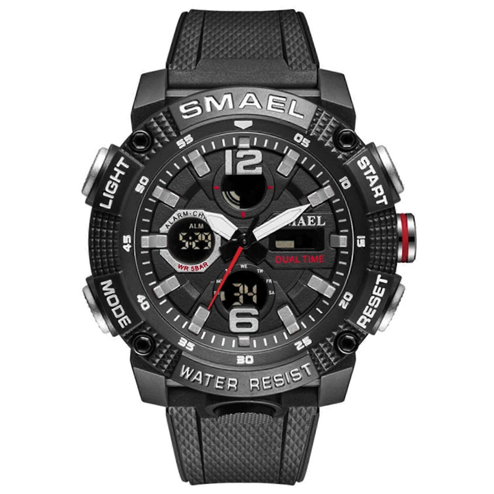 Mens Outdoor Sport Watch With LED Luminous Display, Digital And Analog Functions, 50M Water Resistance