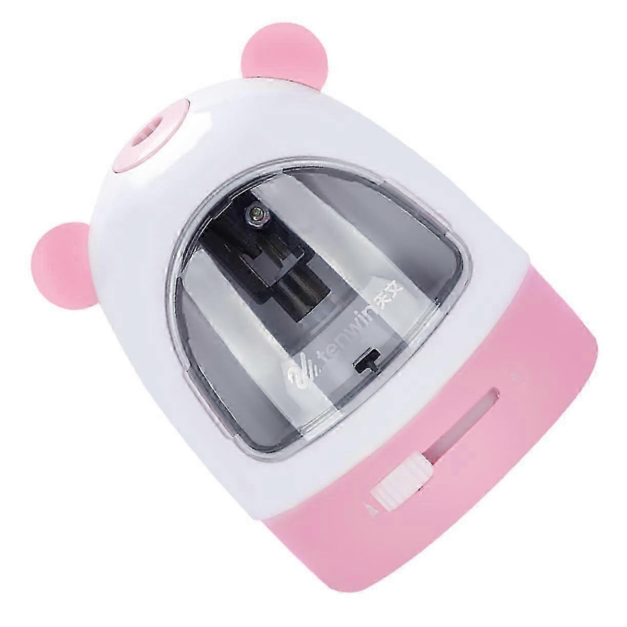 Automatic Battery-Powered Pencil Sharpener for Plastic Pink Stationery