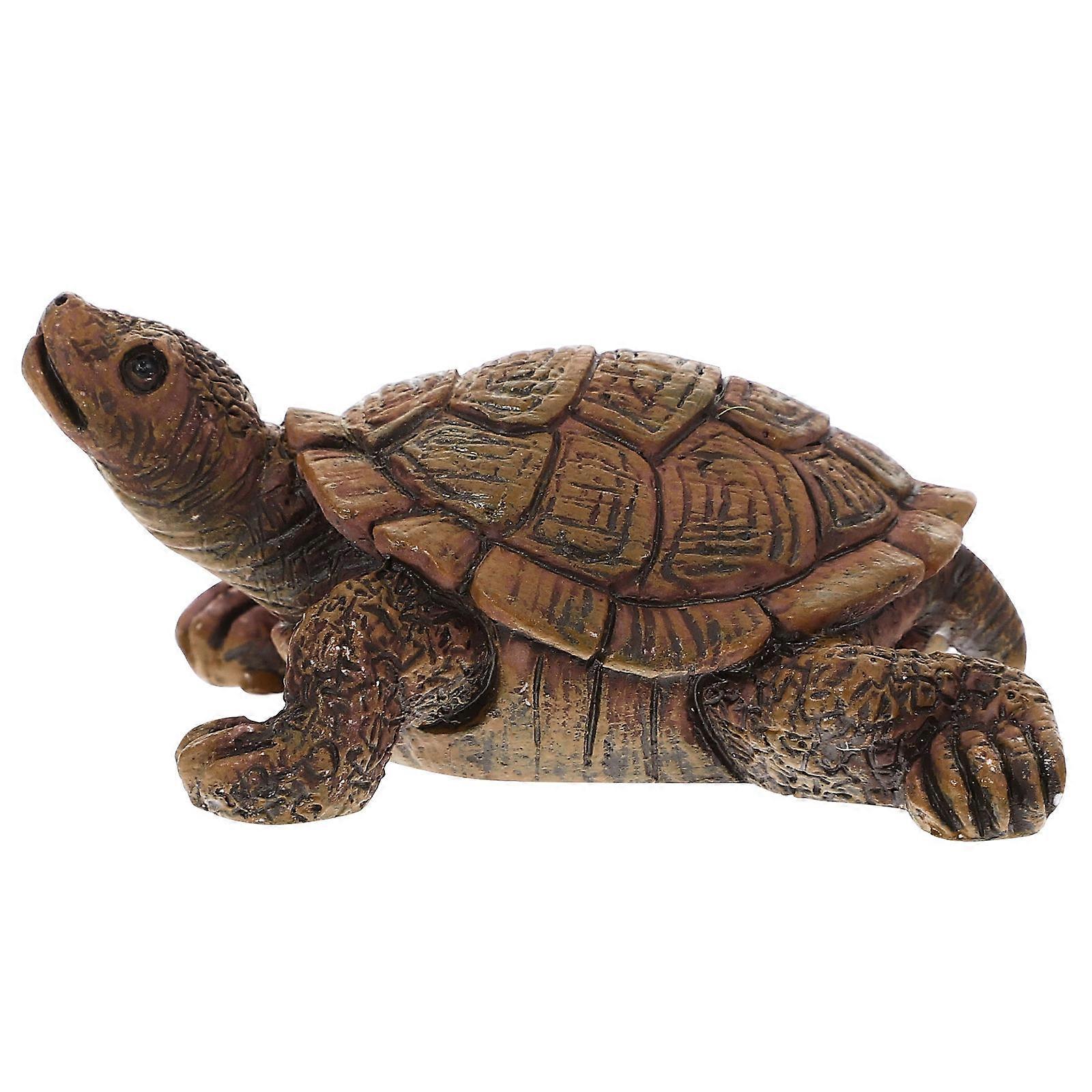 Resin Turtle Statue for Decoration Small Turtle Figurine Dark Brown Model