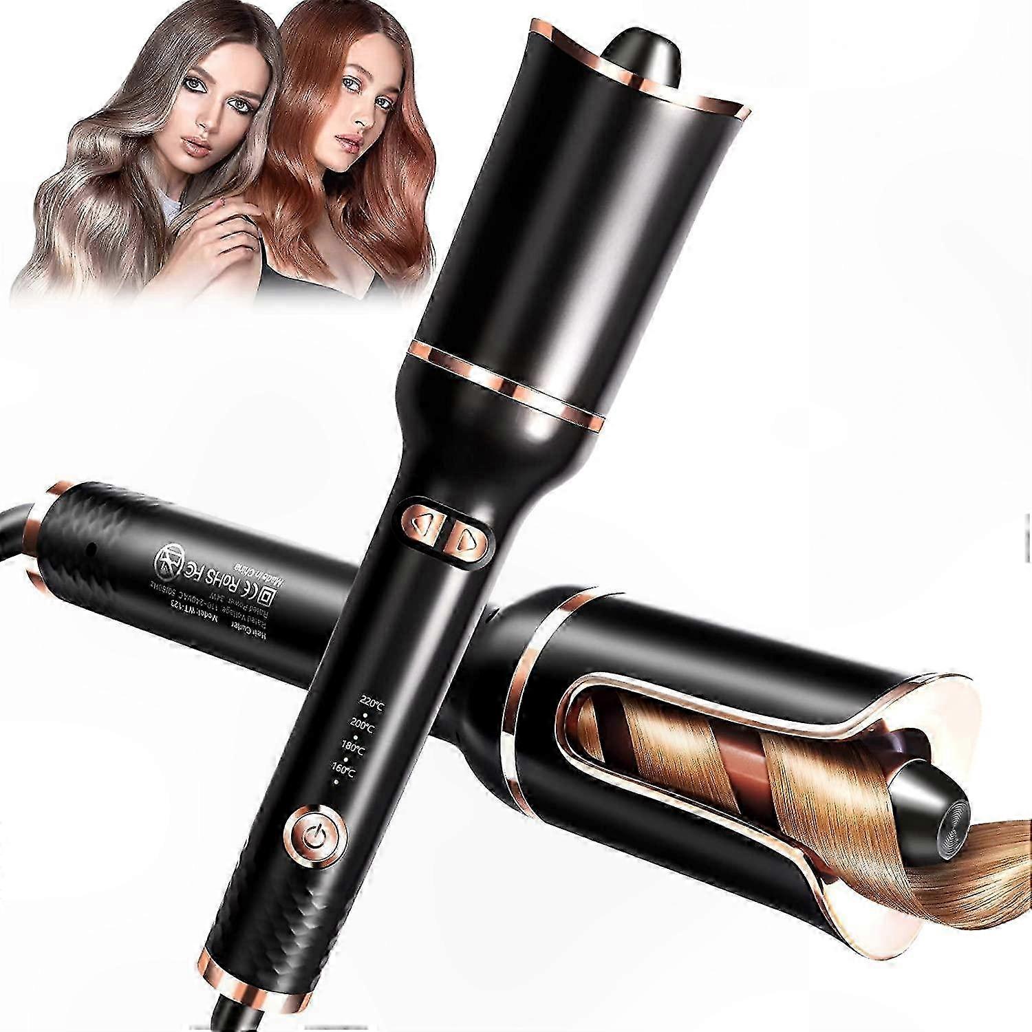 Automatic Hair Curler with 1" Barrel, Adjustable Heat & Timer Settings, Dual Voltage for Travel