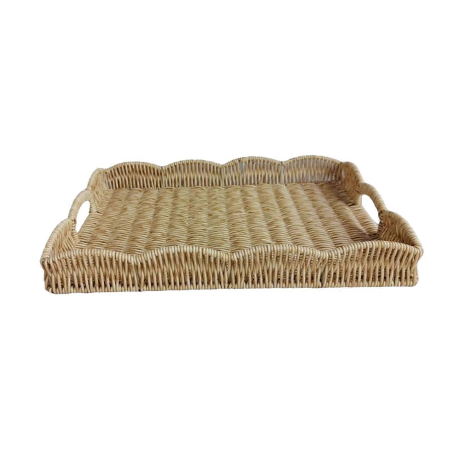 Imitation Rattan Serving Tray Serving Basket Decorative Multipurpose Hand Woven
