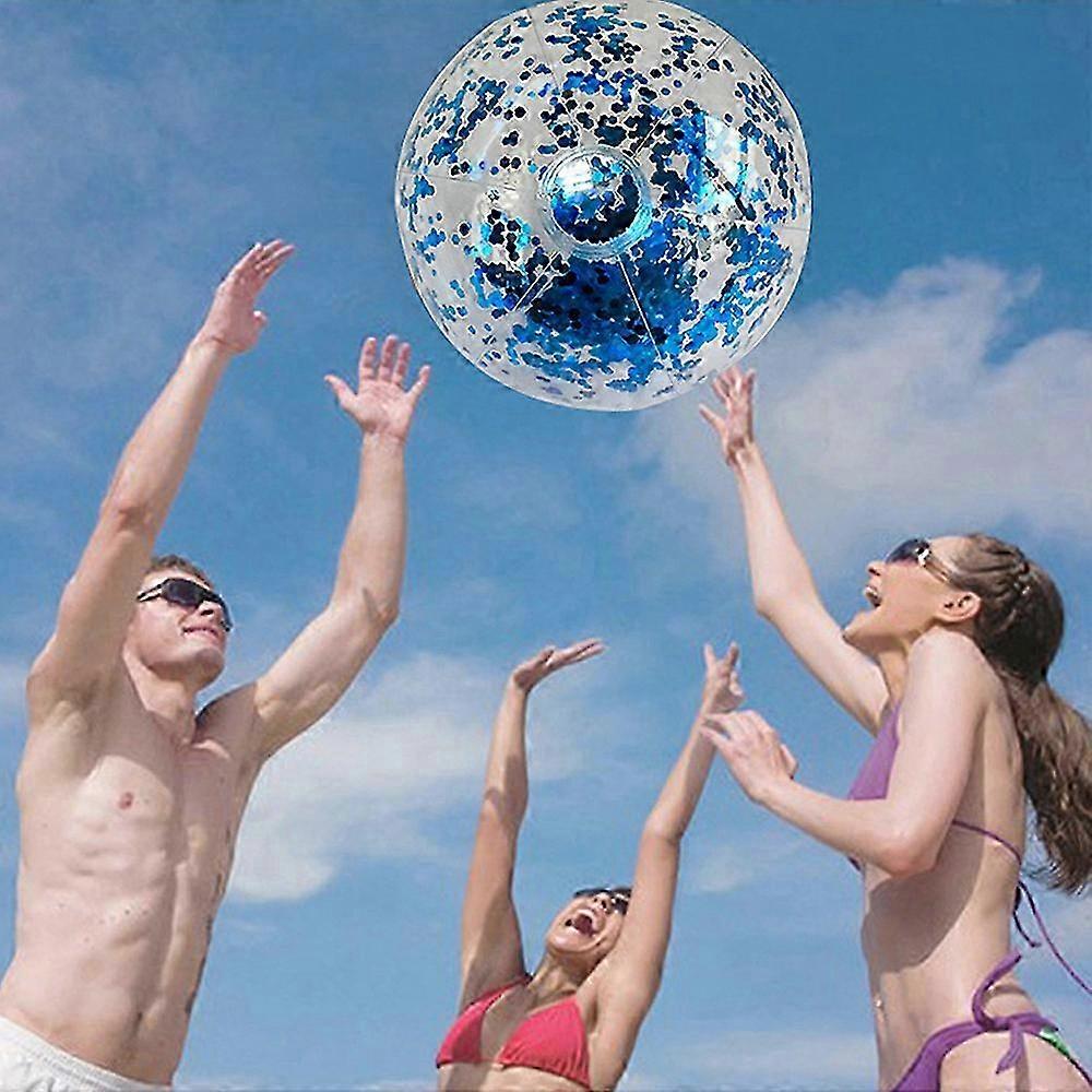2025 40cm/16inch Beach Ball Transparent Inflatable Swimming Pool Toy Ball with Beautiful Confetti Sequins for Summer Party Water Park
