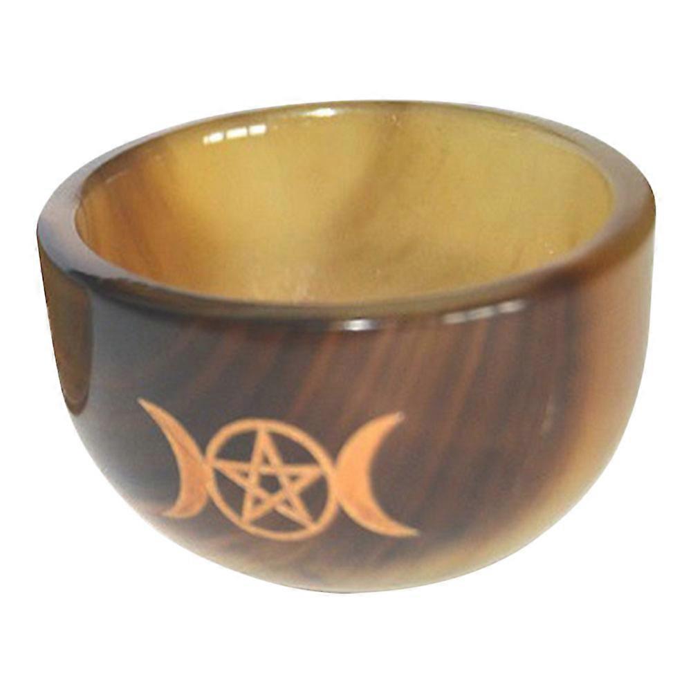 Creative Pentagram Moon Pattern Altar Bowl for Decor Ox Horn Sacrificial Supplies