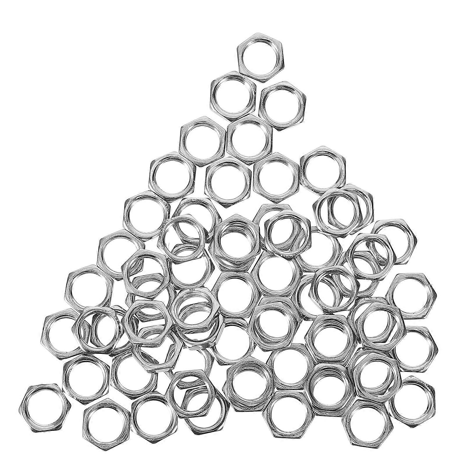 Sixteen Hexagon Thin Nut for Lamp Use 100Pcs Steel Fastener Locknut