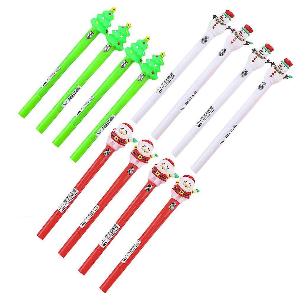 Stationery Pens Set 1 Set 12 Pcs Christmas Style Luminous Gel Pens In Red Color Perfect For Office Home School Use