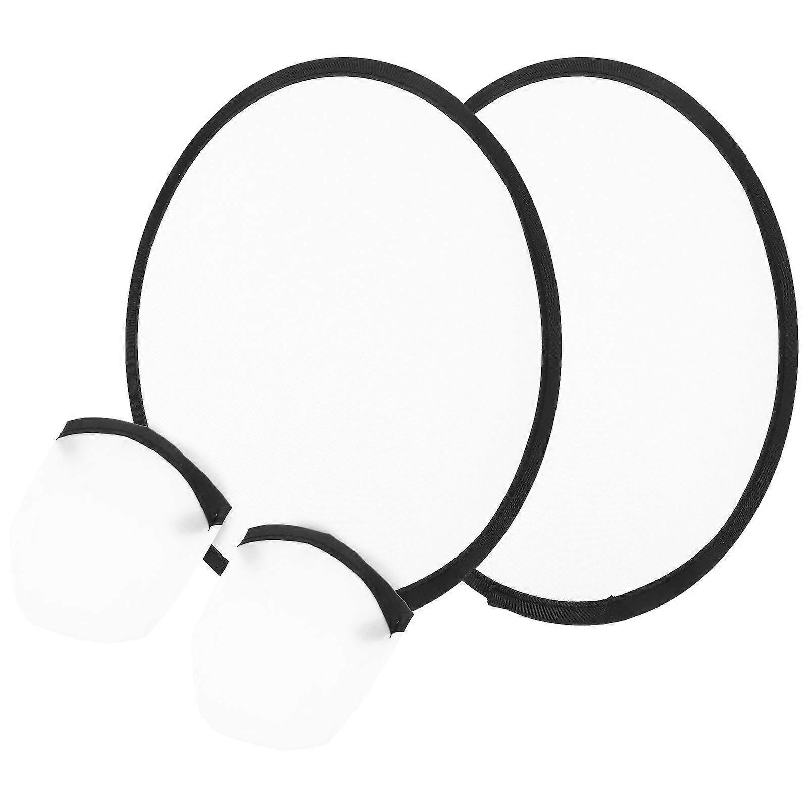 Foldable Fan White Round Hand Fan Folding for Serving Daily Life 2Pcs