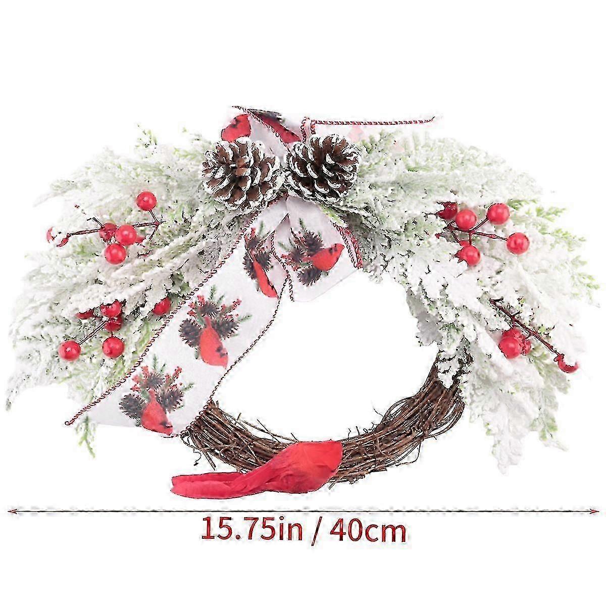 Christmas Wreath with Cardinal for Front Door Holiday Decor