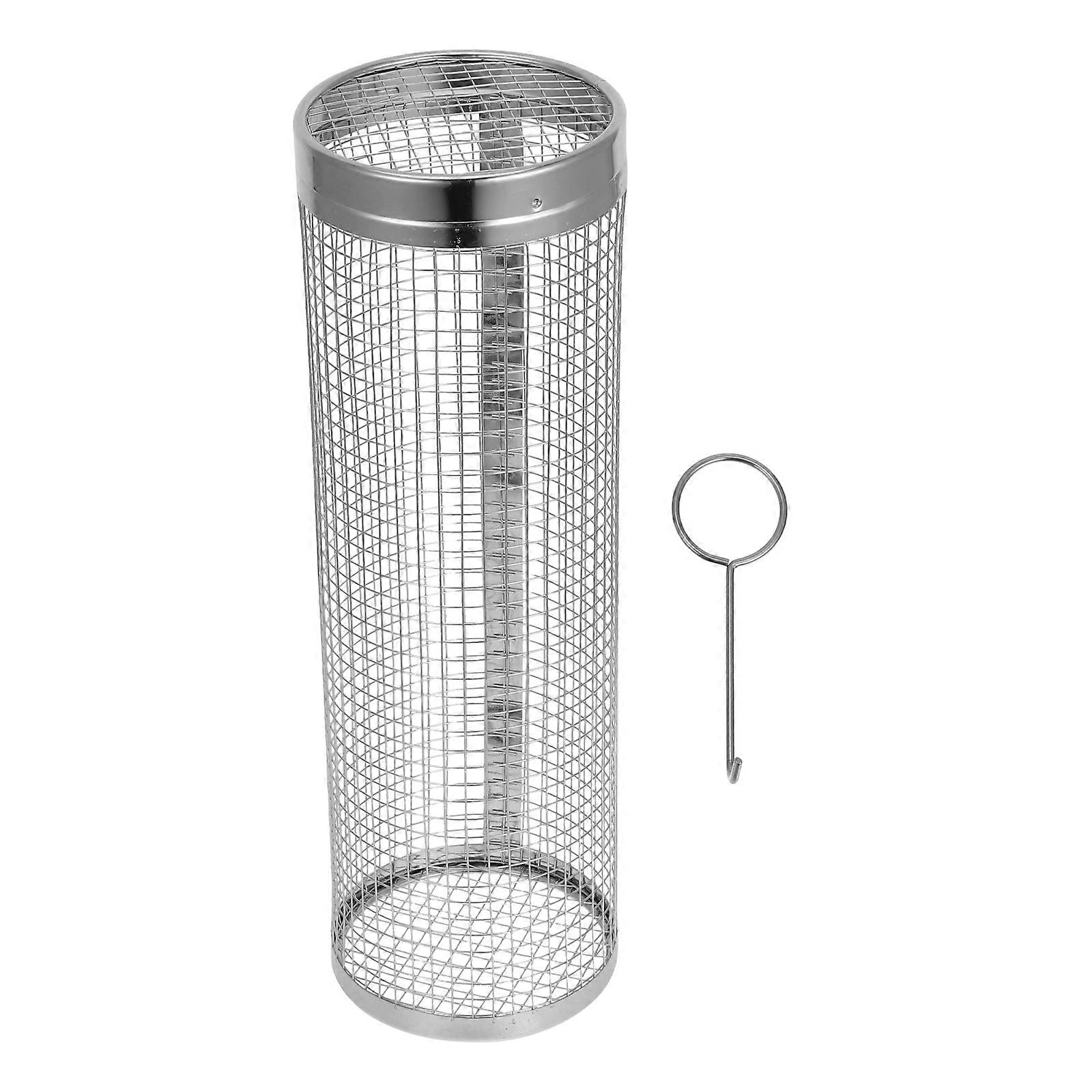 Silver Rolling Grill Basket for Outdoor Grill with Rotating Function 1Set