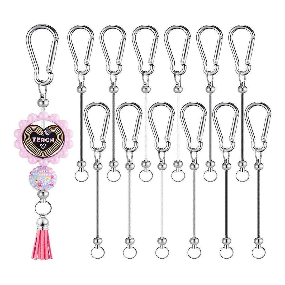 Beadable Keychain Bars Silver Bead Keychain Bulk DIY Blank Keychain