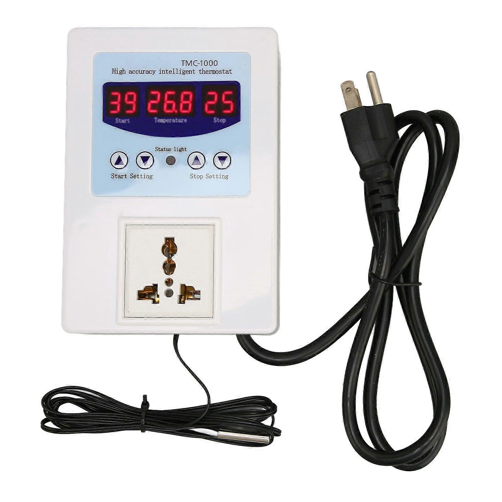 Digital LED Temperature Controller Waterproof Plug and Play Heating Cooling Thermostat for Breeding Aquariums 110240V US Plug