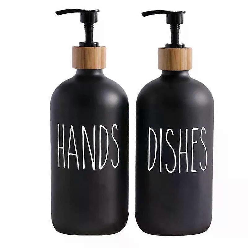 500ML 2PCS Hand Dish Soap Dispenser Set Refillable PET Plastic Bottle Shampoo Shower Gel Lotion Liquid Empty Container Bathroom