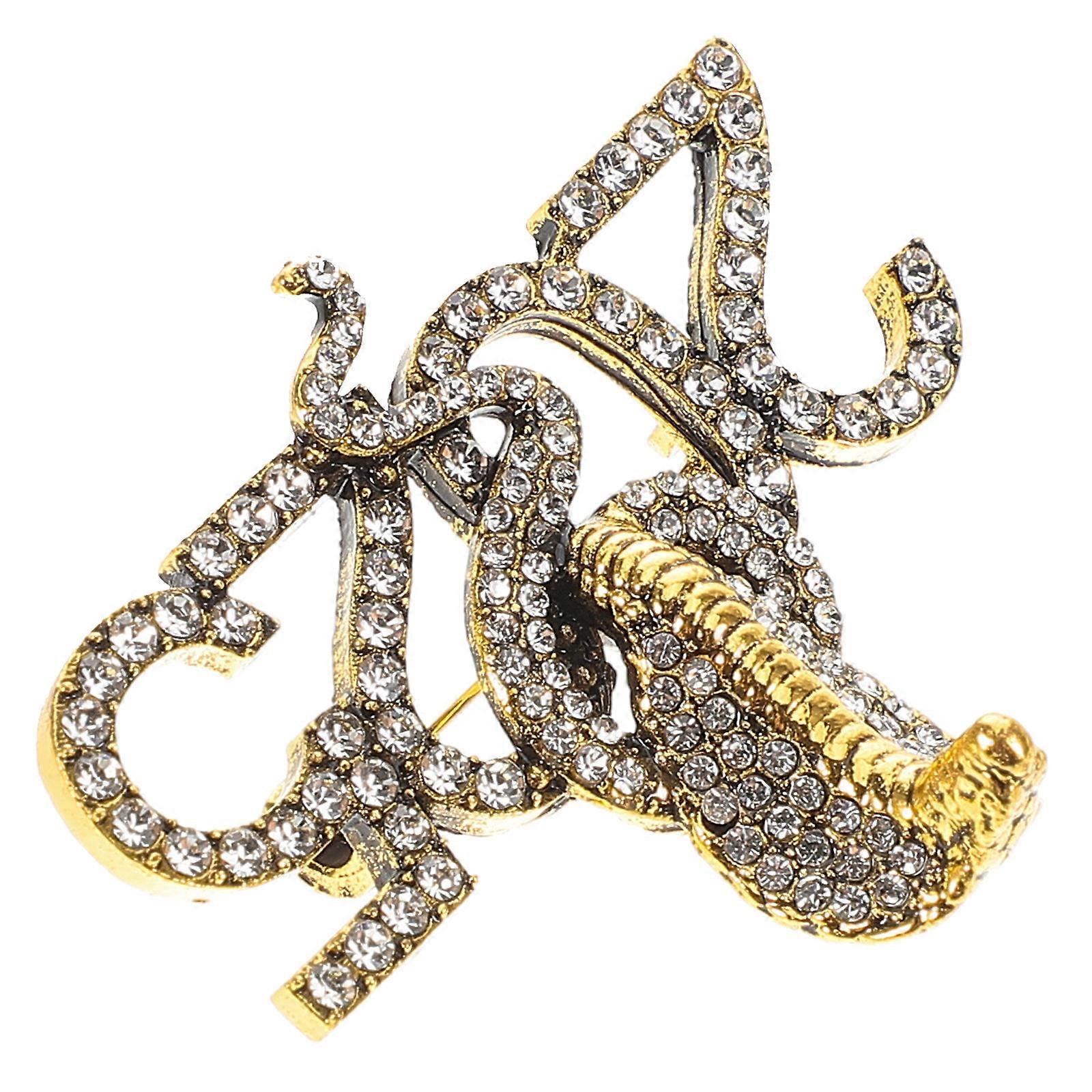 Alloy Snake Brooch Pin with Rhinestone for Clothes 5Pcs Golden Set