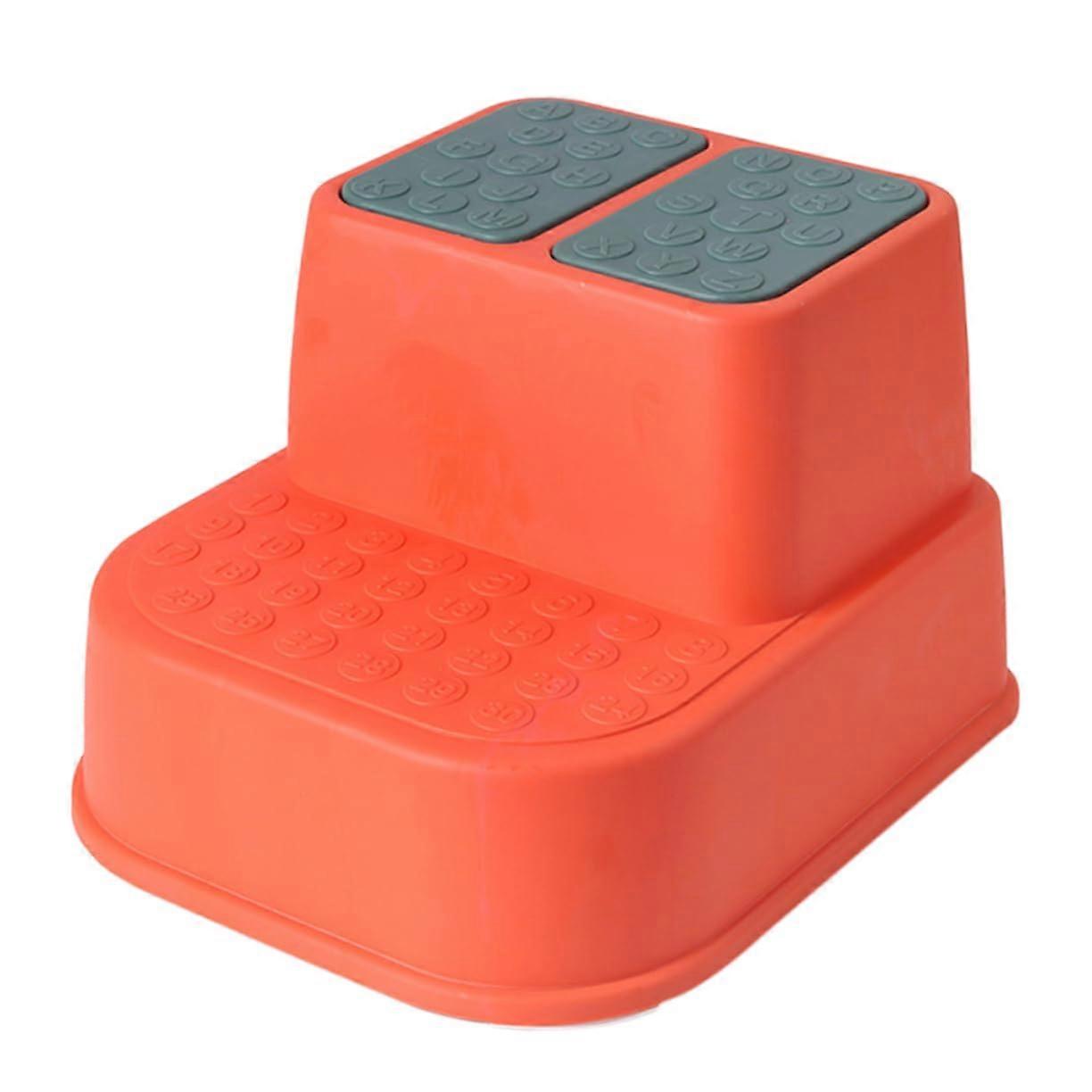 Multi Function Double Footstool Non Slip Thickened Step Stool Educational Red Footrest For Home Nursery Kindergarten Use