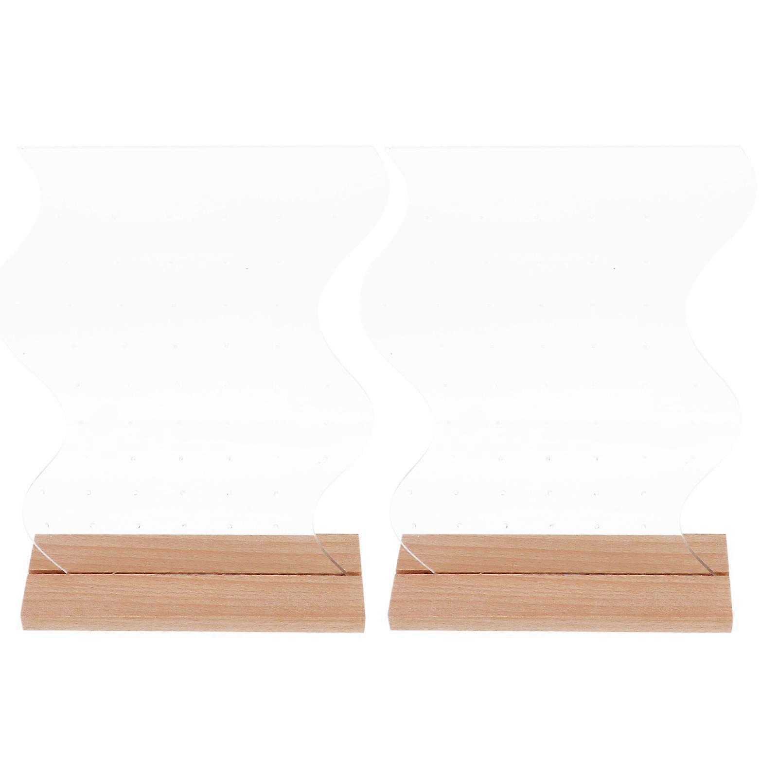 Wood Base Acrylic Earring Display Stand for Storage 6Sets