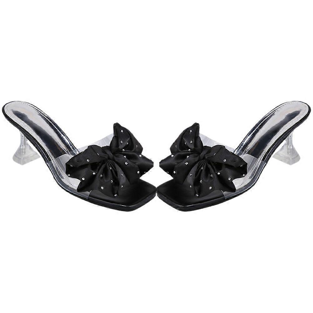 Bow Heels Slides 1 Pair Mules Heels Women Different Occasions PU Rubber Fabric Durable
