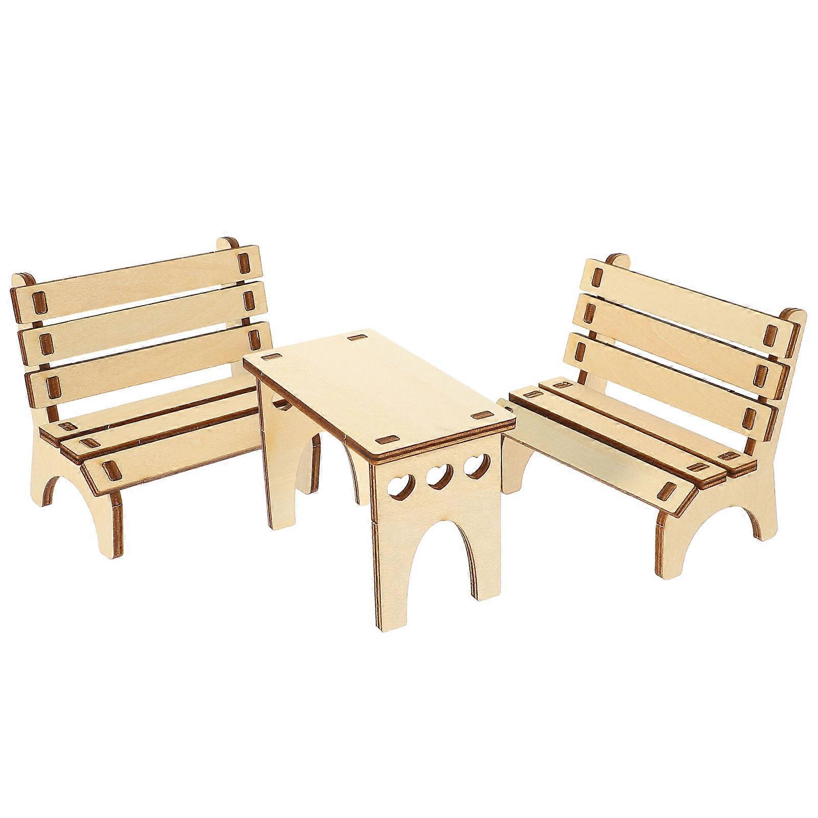Wood Hamster Toy DIY Table and Bench for Hamster Use 4Sets