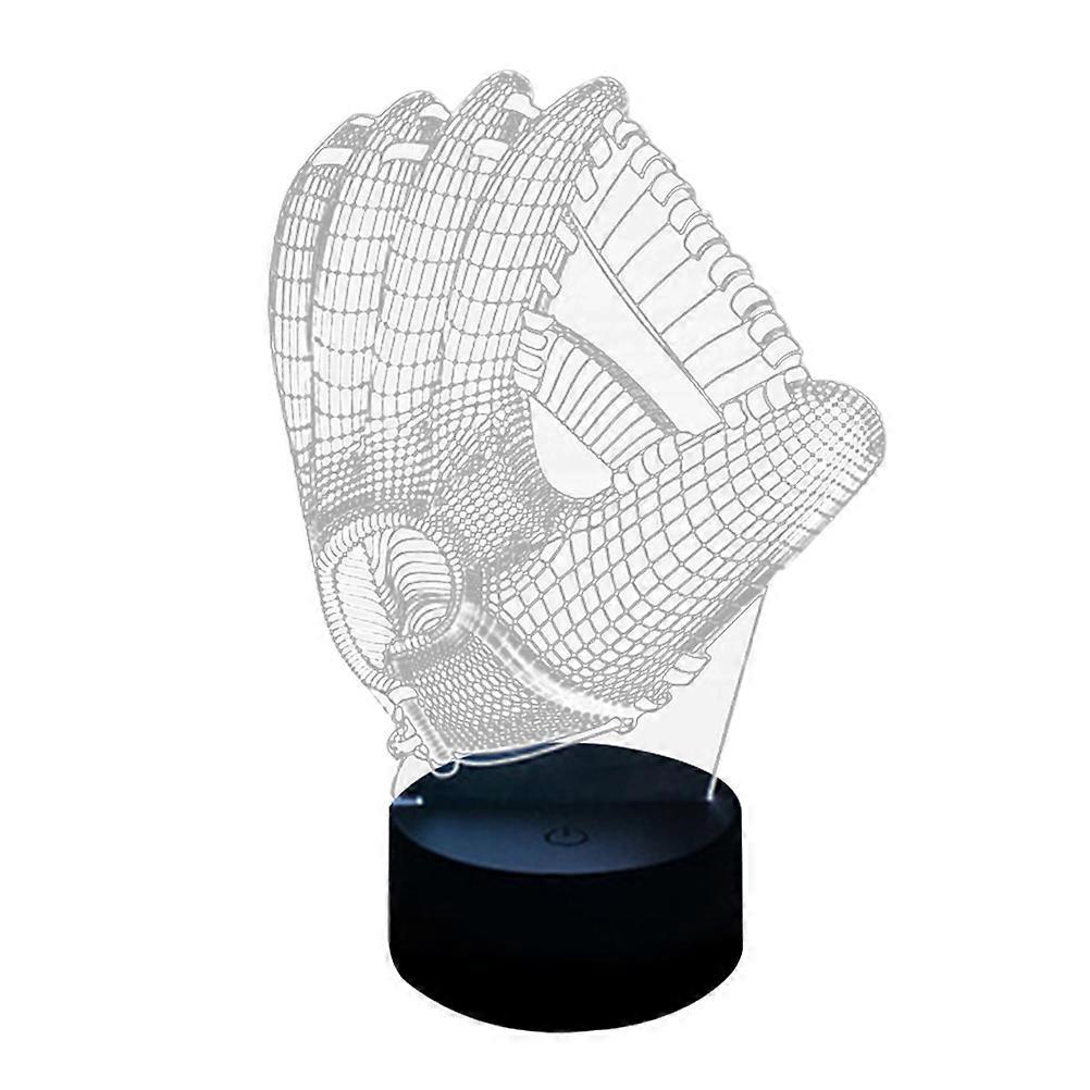 Table Lamp 3D LED Acrylic Baseball Glove Touch Desk Light 3Pcs