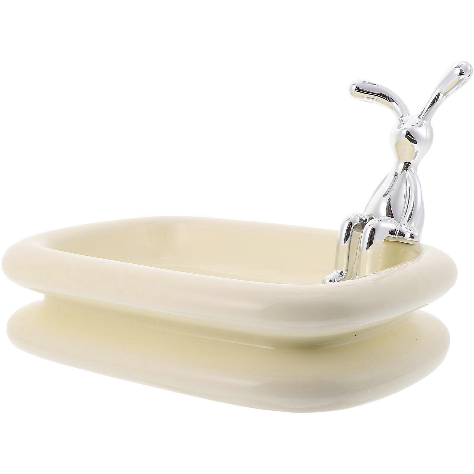 Cute Soap Rack Ceramic Dish Simple Design For Shower 15.5X11X10CM 4Pcs