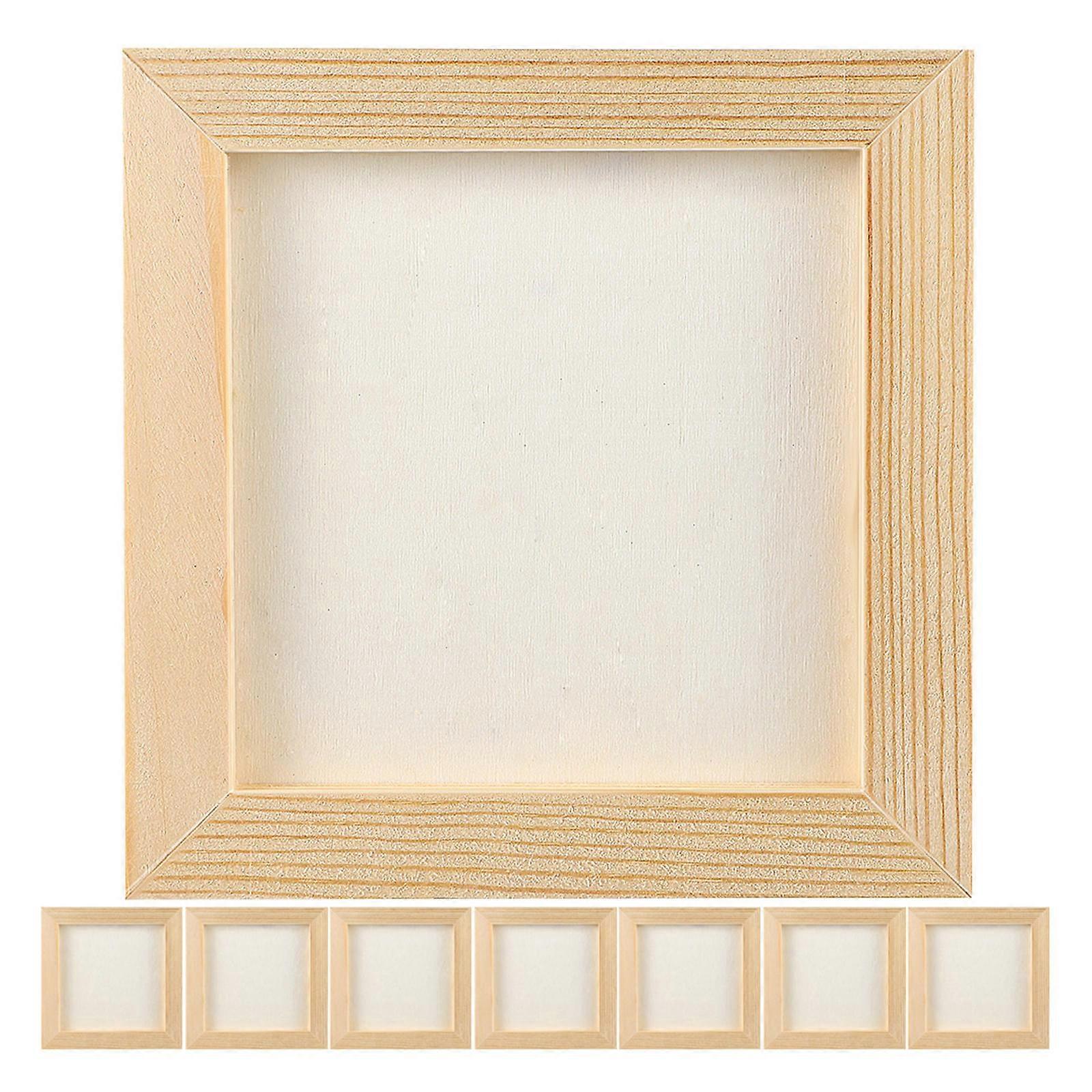 Children Drawing Frame 8Set DIY Wooden Clay Blank Photo Frame Khaki Elegant Simple Design For Kids Art Projects