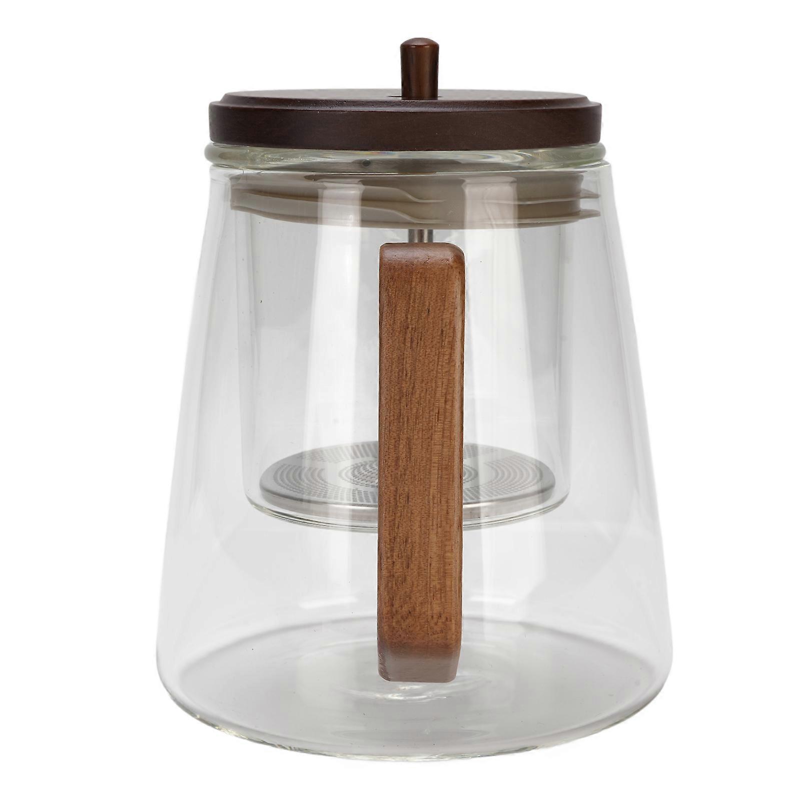 Tea Pot with Strainer 750ml Heat Proof Glass, Walnut Handle