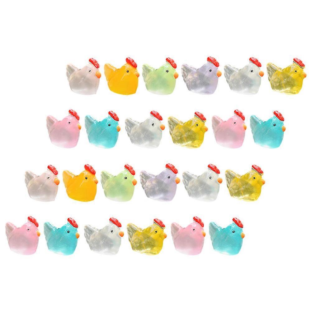 Miniature Chicken Statue for Decoration Made of Resin with 24Pcs