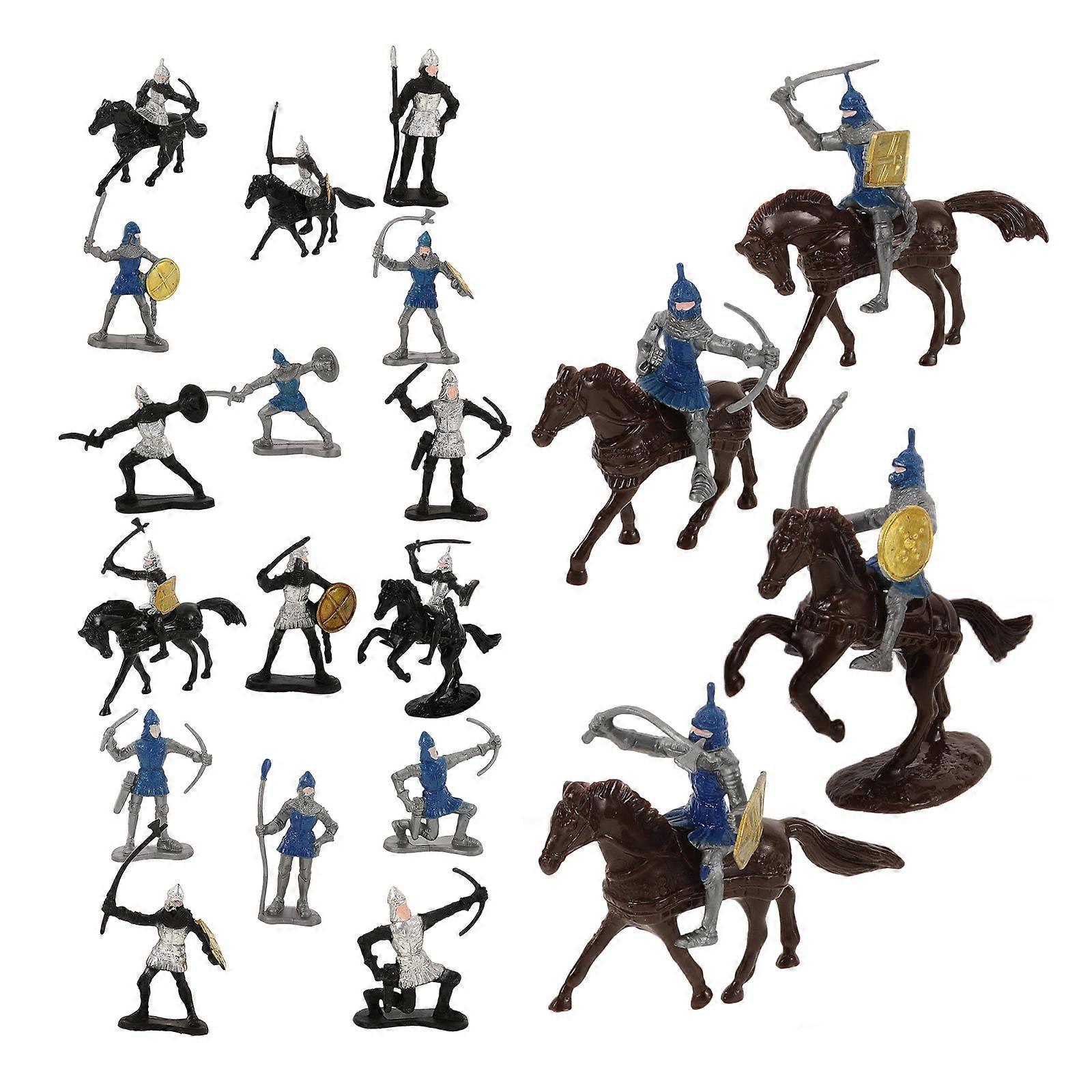 28Pcs Miniature Knight Figures Toy Collection For Realistic Scene Creation In Assorted Color PVC Material