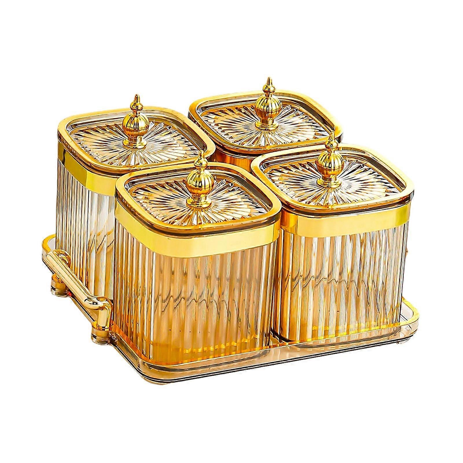 Dried Fruit Snack Serving Plate Appetizer Serving Tray for home Brown 4 grid