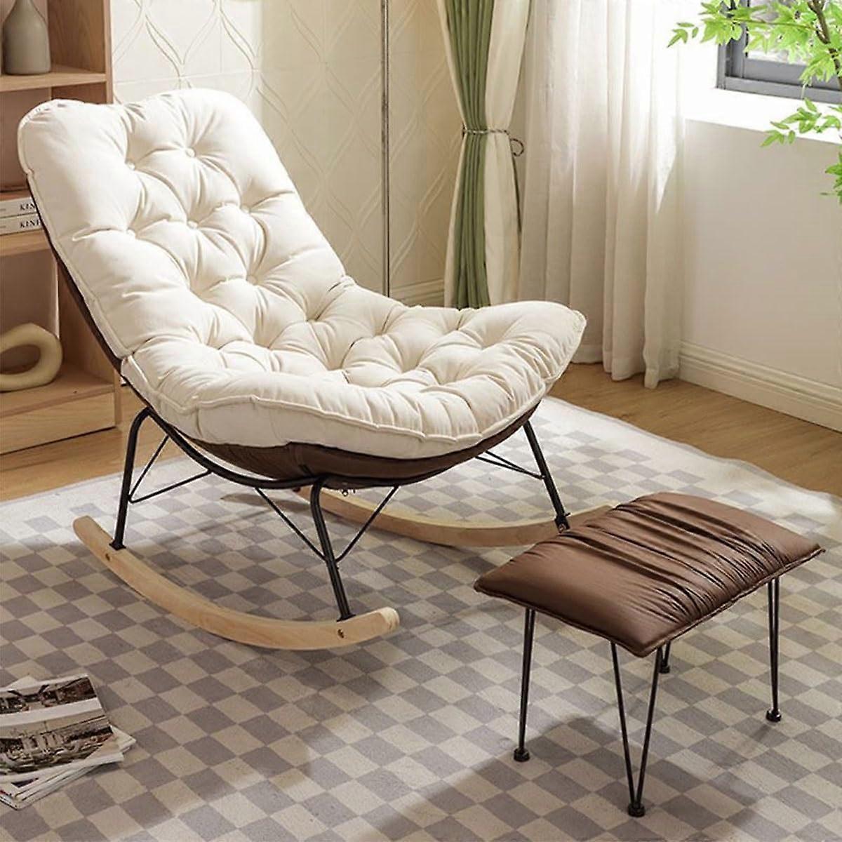 Rocking Chairs For Adults Rocking Chair With Footstool, Upholstered Glider Recliner Back Nursery Rocker