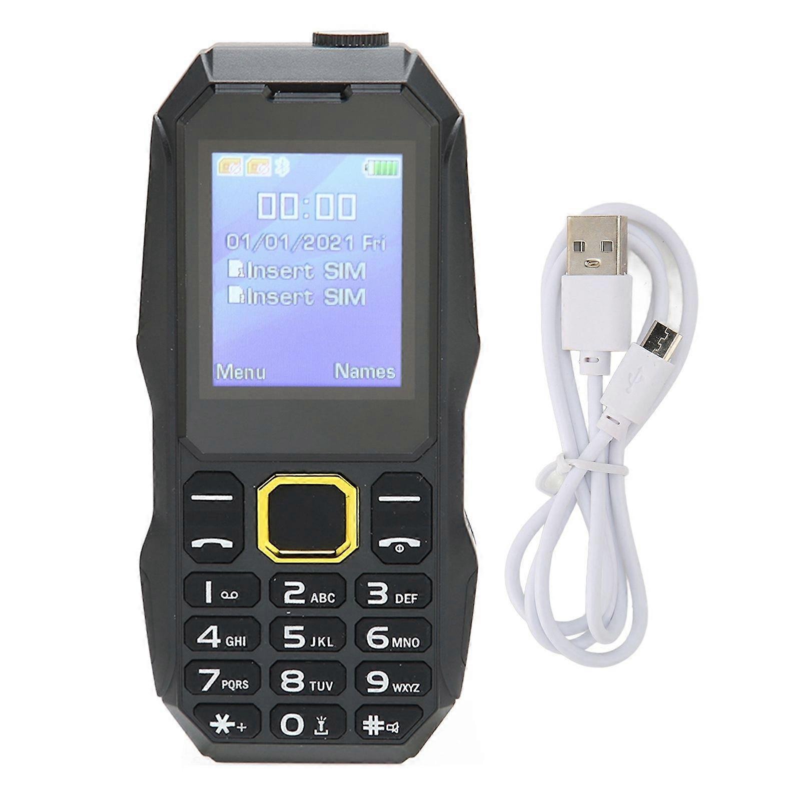 Elderly Mobile Phone 1.8in LCD Large Buttons Dual Card Dual Standby Seniors Phone with 5800mAh Battery Black