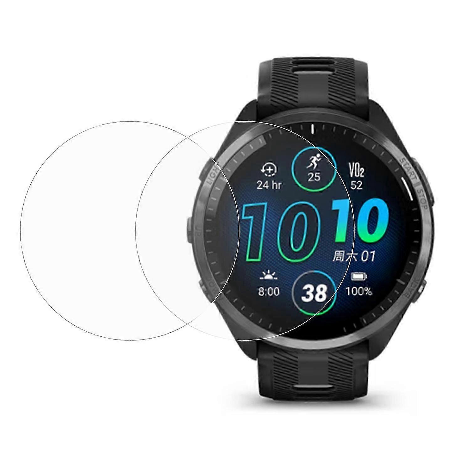 2Pcs/Set For Garmin Forerunner 965 Watch Screen Protector Arc Edge Tempered Glass HD Clear Screen