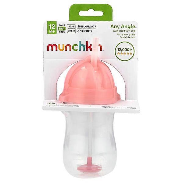Munchkin, Any AngleÃÂ¢ÃÂÃÂ¢, Weighted Straw Cup, 12 Months+, Pink, 10 oz (296 ml)