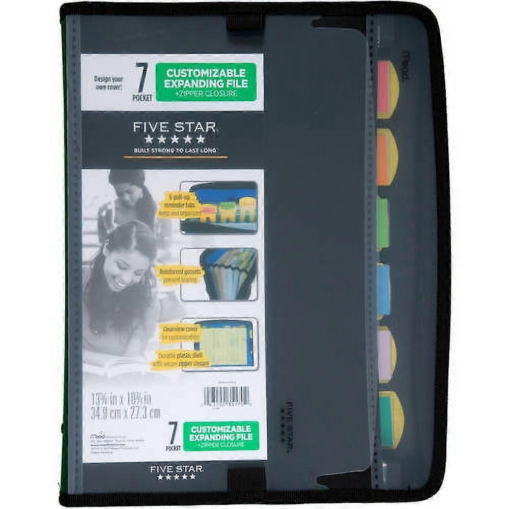 Five Star Fragrance 7-Pocket Expanding File with Reminder Tabs, 8 1/2" x 11", Black (35469)