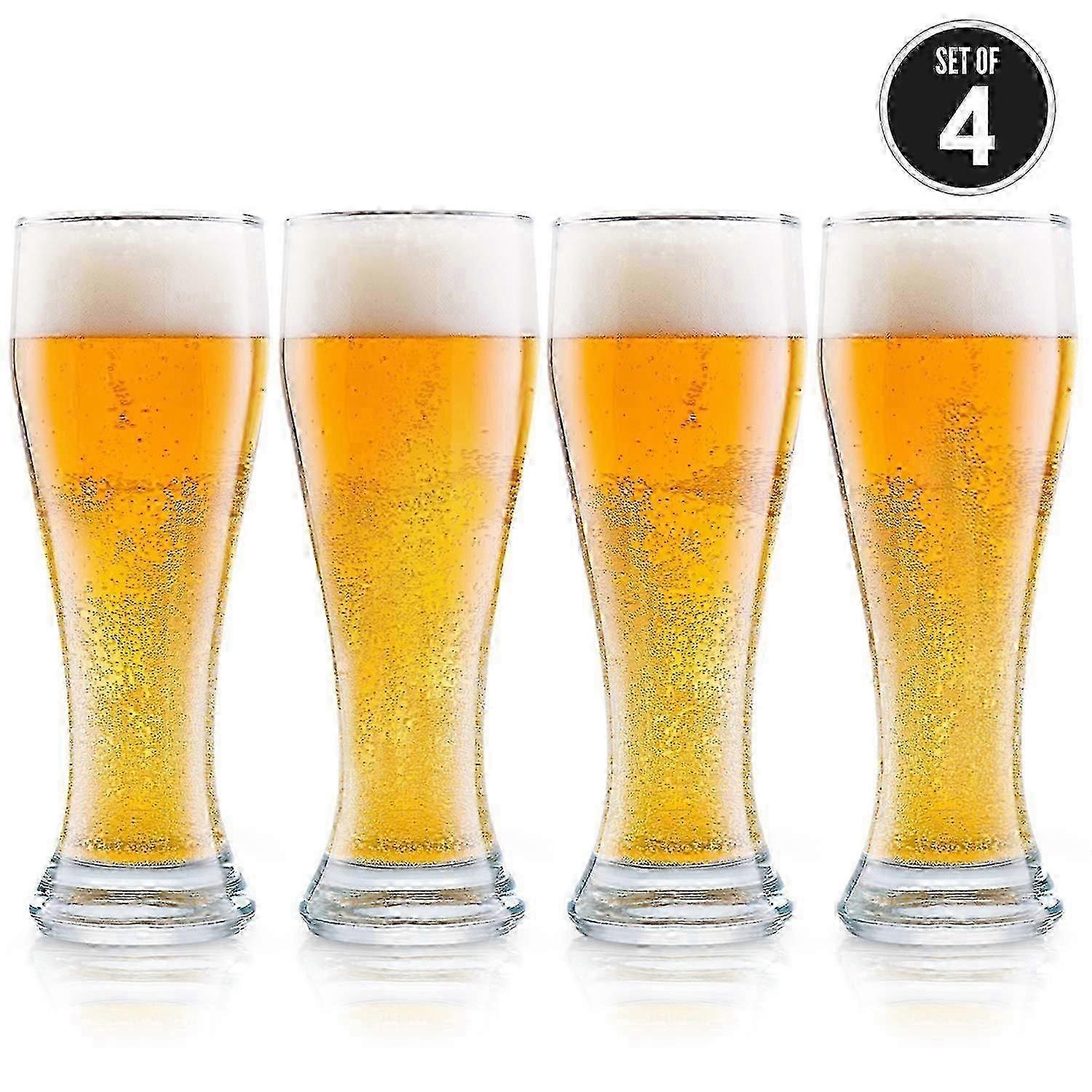 25-26 4 Pack Nucleated Pilsner Glasses for Drinking Bliss 16 oz